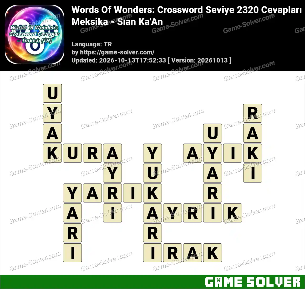 Words Of Wonders: Crossword Seviye 2320 Cevapları – Meksika – Sıan Ka’An